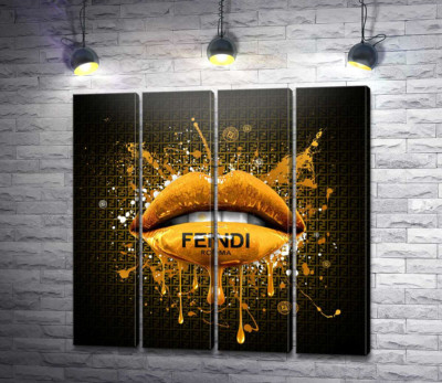 Золотисті гламурні губи Fendi