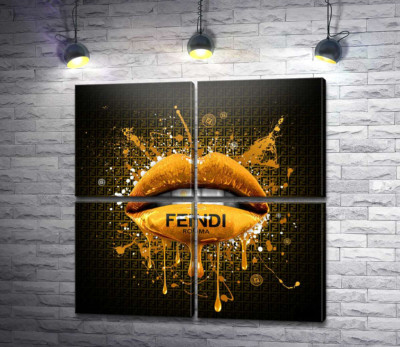Золотисті гламурні губи Fendi