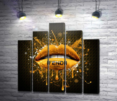 Золотистые гламурные губы Fendi