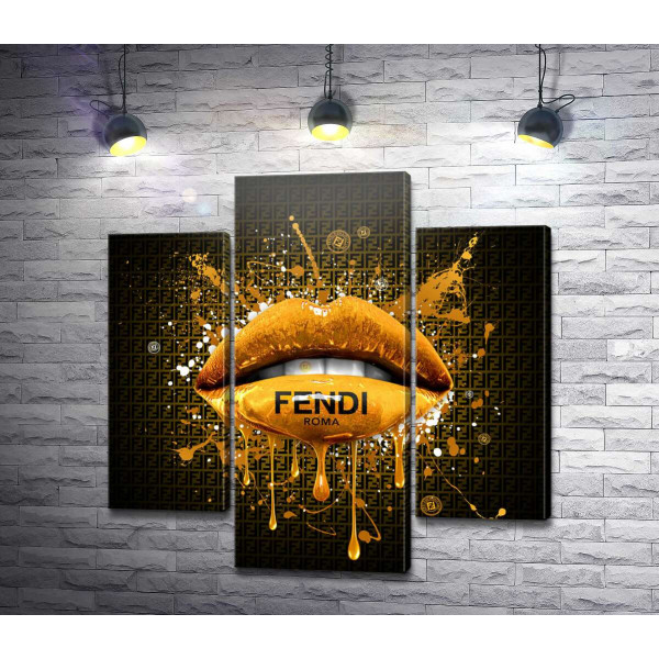 Золотистые гламурные губы Fendi