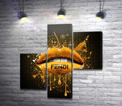Золотисті гламурні губи Fendi