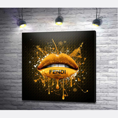 Золотистые гламурные губы Fendi