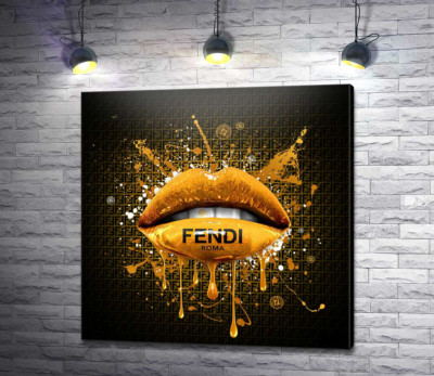 Золотистые гламурные губы Fendi
