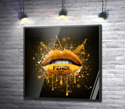 Постер "Золотисті гламурні губи Fendi"