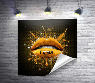 Золотисті гламурні губи Fendi