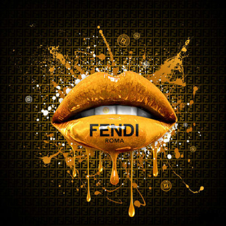 Золотистые гламурные губы Fendi