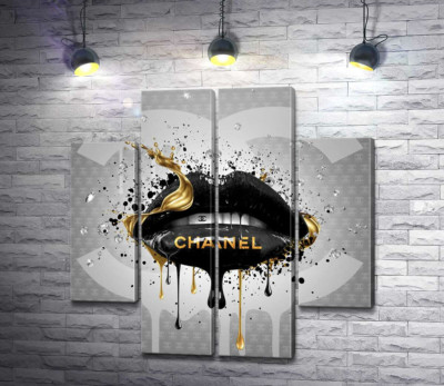 Чорно-золотисті гламурні губи Chanel