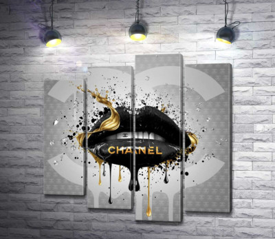 Чорно-золотисті гламурні губи Chanel