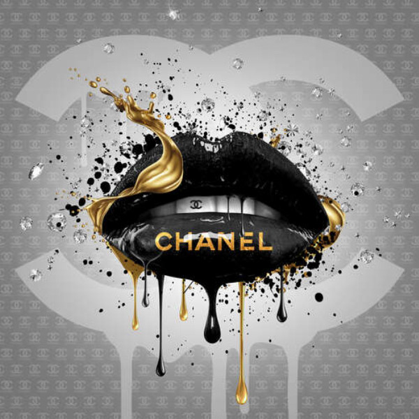Черно-золотистые гламурные губы Chanel