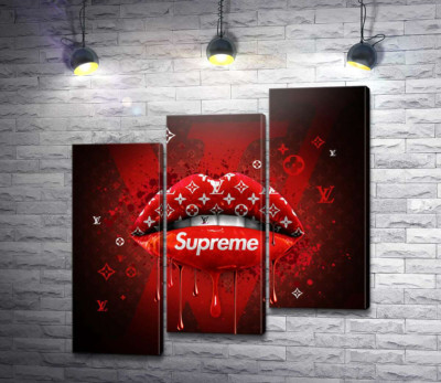 Модульна картина "Яскраво-червоні губи гламурні Supreme"