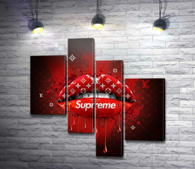 Модульна картина "Яскраво-червоні губи гламурні Supreme"