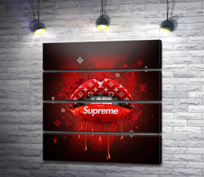 Модульна картина "Яскраво-червоні губи гламурні Supreme"