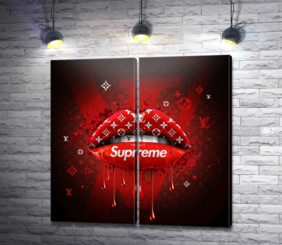 Модульная картина "Ярко-красные гламурные губы Supreme"