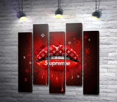 Модульная картина "Ярко-красные гламурные губы Supreme"