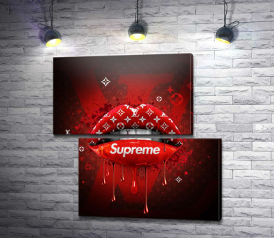 Модульная картина "Ярко-красные гламурные губы Supreme"