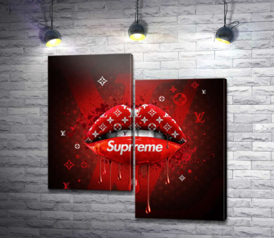 Модульная картина "Ярко-красные гламурные губы Supreme"