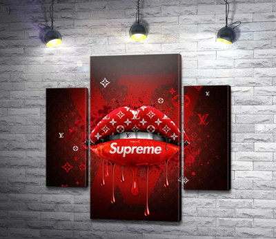 Модульная картина "Ярко-красные гламурные губы Supreme"