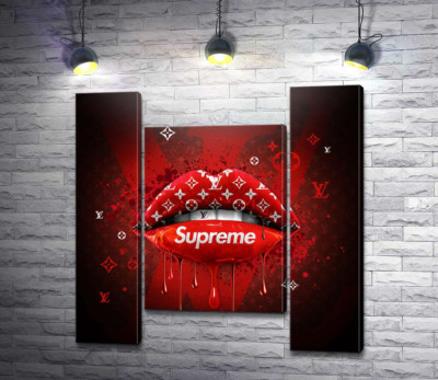 Модульная картина "Ярко-красные гламурные губы Supreme"