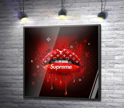 Постер "Ярко-красные гламурные губы Supreme"
