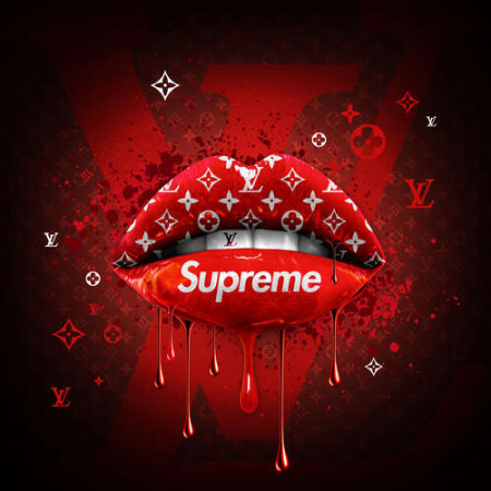 Ярко-красные гламурные губы Supreme