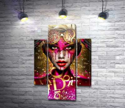 Модульная картина "Футуристический образ девушки Dior"