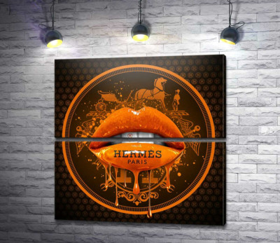 Модульна картина "Помаранчеві гламурні губи Hermes"