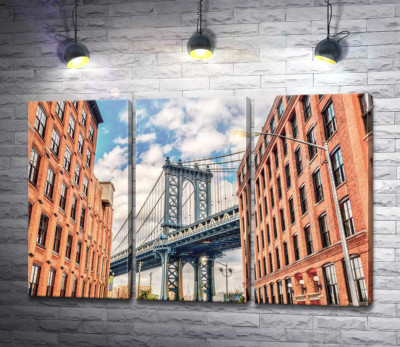 Модульная картина "Вид на Бруклинский мост со двора"