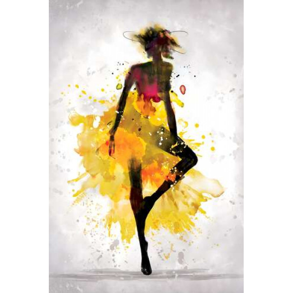 Образ дівчини в акварельних фарбах жовтих тонів