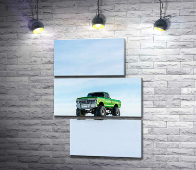 Модульна картина "Зелений пікап Ford F-Series Monster Truck посеред снігу"