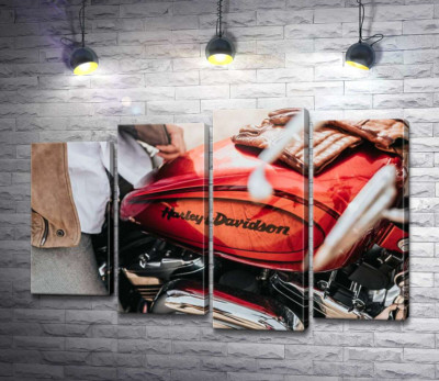 Яскрава емблема на мотоциклі Harley-Davidson зблизька