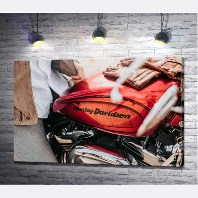 Яскрава емблема на мотоциклі Harley-Davidson зблизька