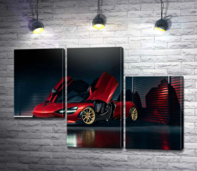Футуристический красный автомобиль McLaren 720S