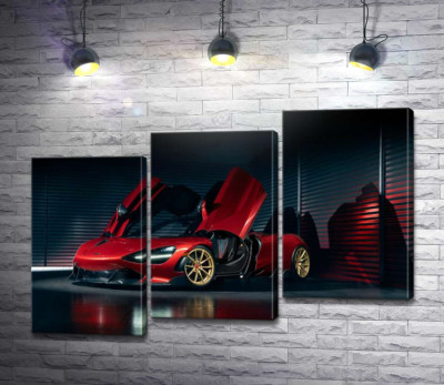 Модульная картина "Футуристический красный автомобиль McLaren 720S"