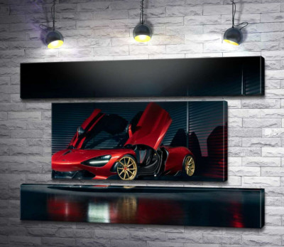 Модульна картина "Футуристичний червоний автомобіль McLaren 720S"