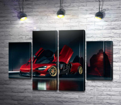 Футуристический красный автомобиль McLaren 720S