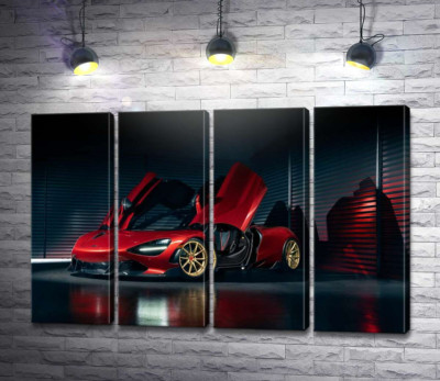 Футуристический красный автомобиль McLaren 720S