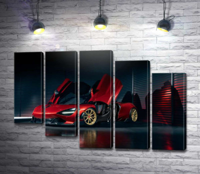 Футуристический красный автомобиль McLaren 720S