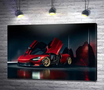 Футуристический красный автомобиль McLaren 720S