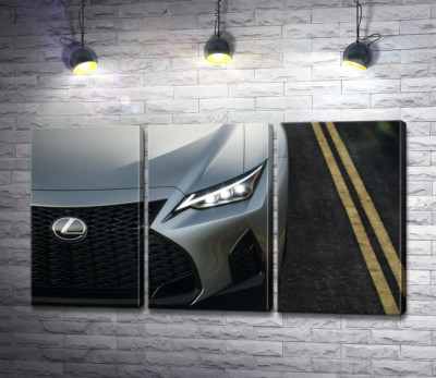 Витончена фара сріблястого автомобіля Lexus IS 300