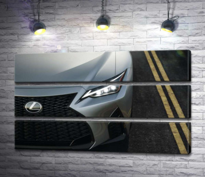 Модульная картина "Изящная фара серебристого автомобиля Lexus IS 300"