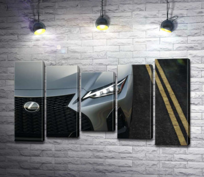Модульна картина "Витончена фара сріблястого автомобіля Lexus IS 300"