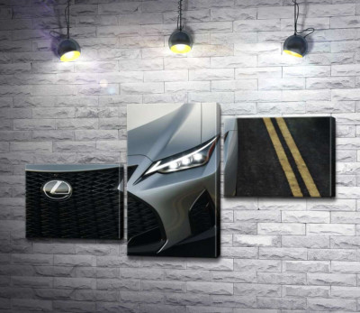 Модульная картина "Изящная фара серебристого автомобиля Lexus IS 300"