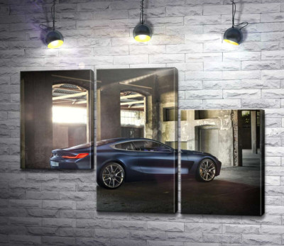 Модульная картина "Стильный синий автомобиль BMW 8"