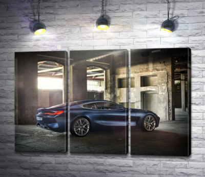 Модульная картина "Стильный синий автомобиль BMW 8"