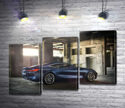 Модульная картина "Стильный синий автомобиль BMW 8"