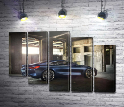 Модульная картина "Стильный синий автомобиль BMW 8"