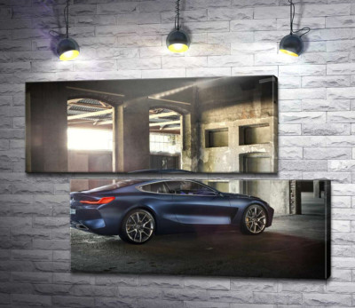Модульная картина "Стильный синий автомобиль BMW 8"