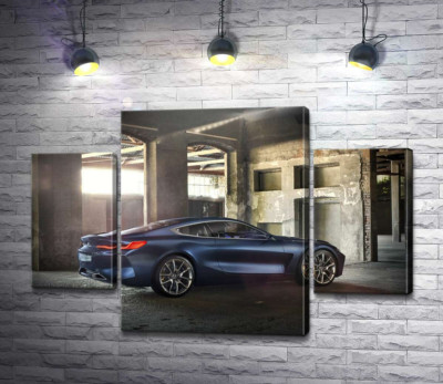 Модульная картина "Стильный синий автомобиль BMW 8"