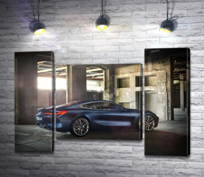 Модульная картина "Стильный синий автомобиль BMW 8"