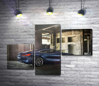 Модульная картина "Стильный синий автомобиль BMW 8"